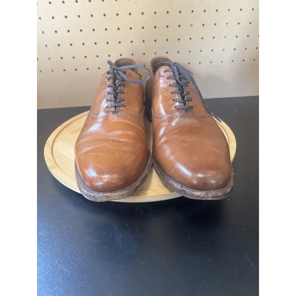Allen Edmonds Shoes Mens Size 11.5 B Carlyle Oxford Brown Tan Plain Toe Dress